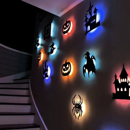 Halloween 3D Glow Wall Decals – Spooky Night Light Decorations