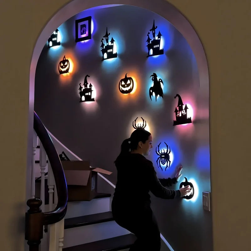 Halloween 3D Glow Wall Decals – Spooky Night Light Decorations