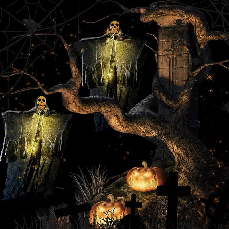 Glowing Skull Ghost – Hanging Halloween Decoration