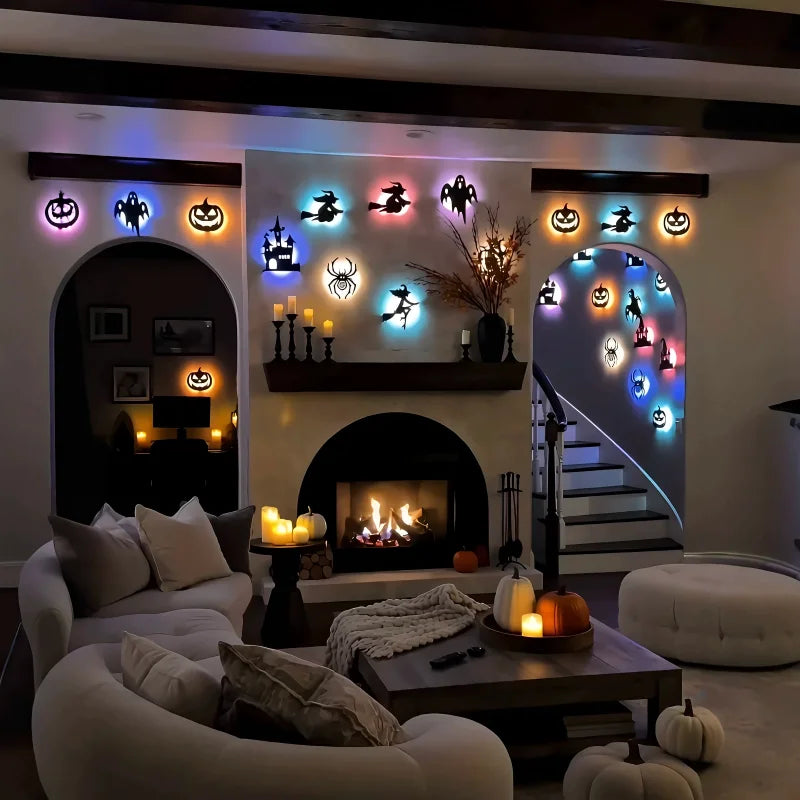 Halloween 3D Glow Wall Decals – Spooky Night Light Decorations
