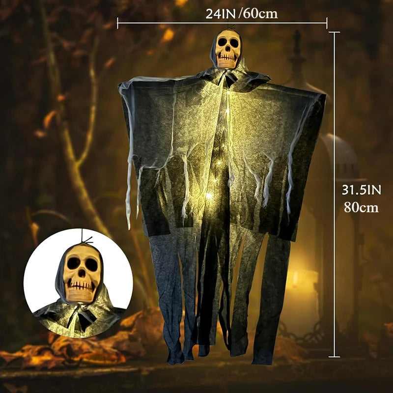 Glowing Skull Ghost – Hanging Halloween Decoration