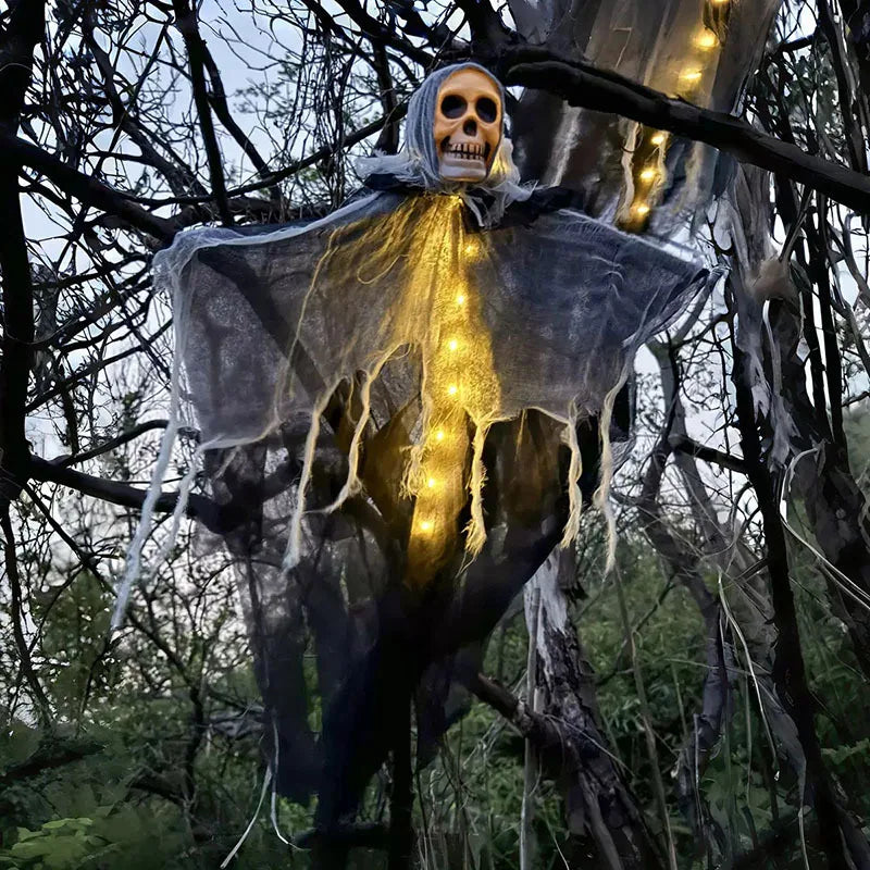 Glowing Skull Ghost – Hanging Halloween Decoration